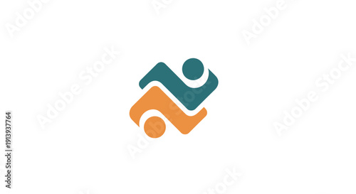 Abstract logo design with wavy lines and human figure.