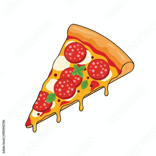 Delicious Slice of Classic Pepperoni Pizza with Melty Cheese and Fresh Toppings