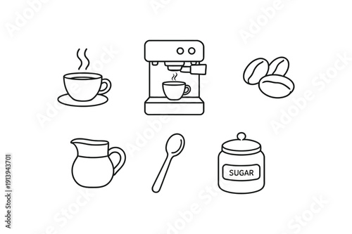 Coffee Making Line Icon Set