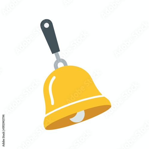 Bright Yellow Bell with Black Handle for Kitchen or Home Decor