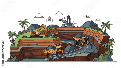 Tropical Open pit Mine Showing Resource Extraction 