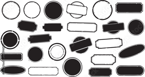 stamp Black and white shapes isolated on transparent background for design