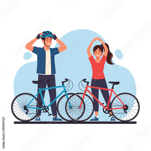 Young Couple with Bikes Ready for Cycling Adventure Active Lifestyle