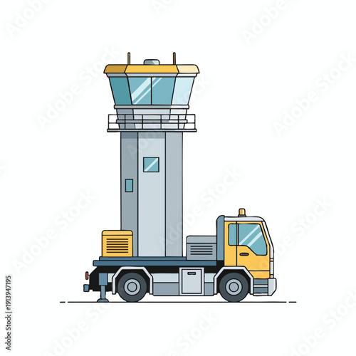 Airport Service Vehicle with Control Tower Attachment