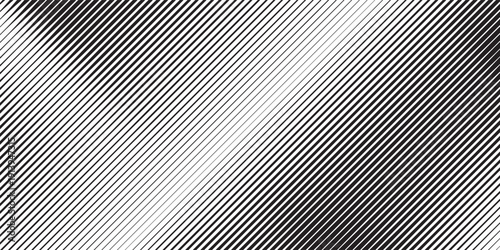 Halftone line gradient texture. Black diagonal stripe gradation background. Repeated slanted strokes pattern backdrop.