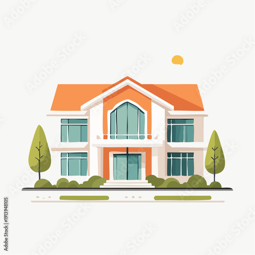 A stylish modern suburban house with large windows and a prominent entrance