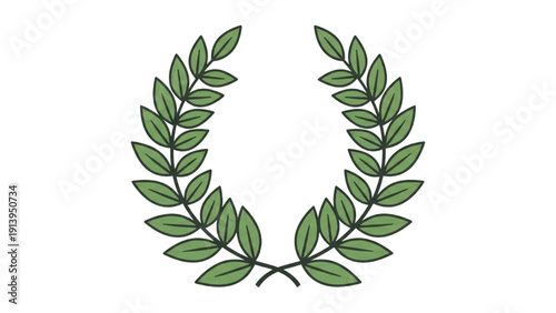 Laurel Wreath Illustration Featuring Green Leaves on a Simple Background