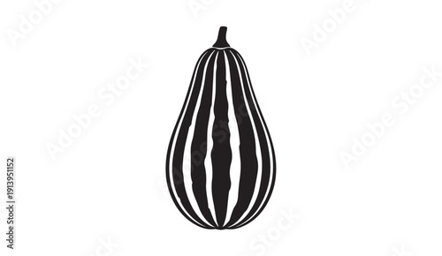 Gourd silhouette with vertical stripes, isolated on white, stock media