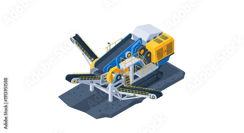 Industrial crushing and screening equipment machinery for mining and construction.