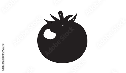 Black Tomato Silhouette Icon Isolated on White Background