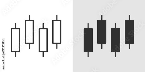 Candlestick Icon representing financial charts, stock market trends, trading analysis, and investment performance tracking.