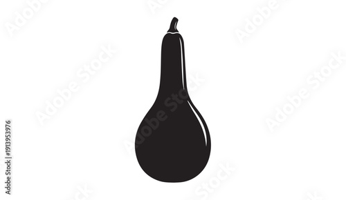 Black Silhouette of a Gourd on White Background, Stock Media
