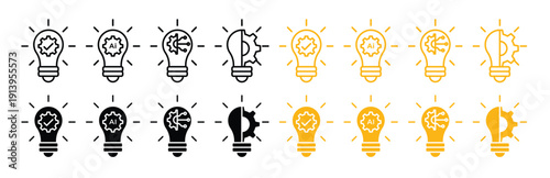 Innovation icon set, innovation vector symbols in black filled and outlined style