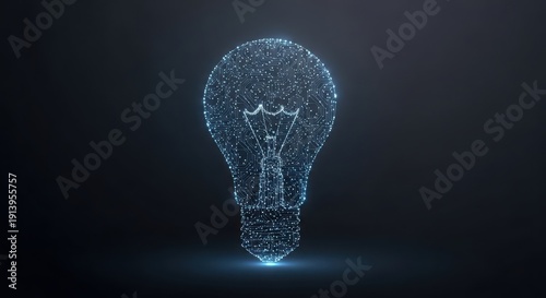 3D light bulb innovation concept with digital network glowing blue futuristic technology idea creativity brainstorming