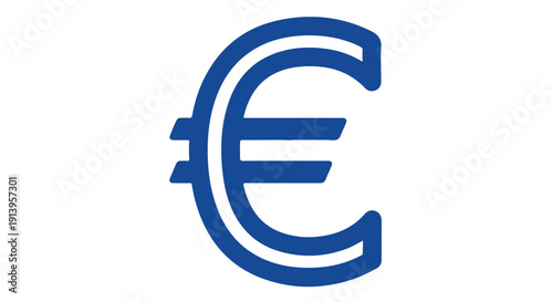 A large blue euro symbol on a Transparent Background, representing European currency and finance.