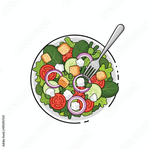 Fresh Mixed Greens Salad with Vegetables