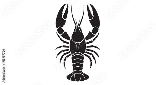 Black silhouette illustration of a lobster on a Transparent Background, perfect for seafood or culinary designs.
