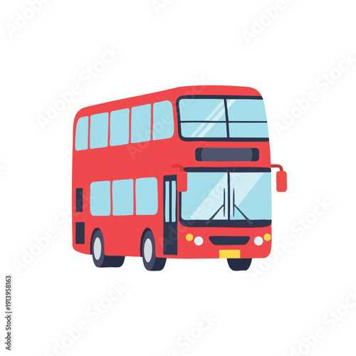 Red Double Decker City Bus Illustration