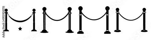 Silhouette business team holding hands in unity with velvet rope barrier corporate success collaboration leadership partnership