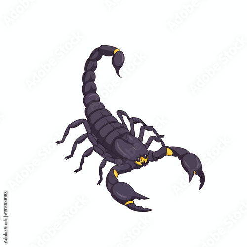 Black Scorpion Illustration with Yellow Accents