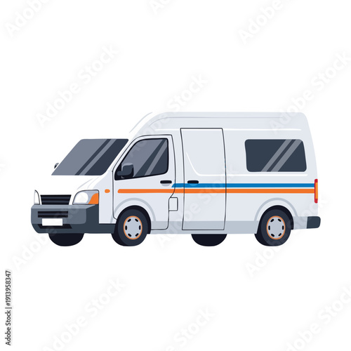 Wallpaper Mural White Delivery Van with Colorful Stripes Torontodigital.ca