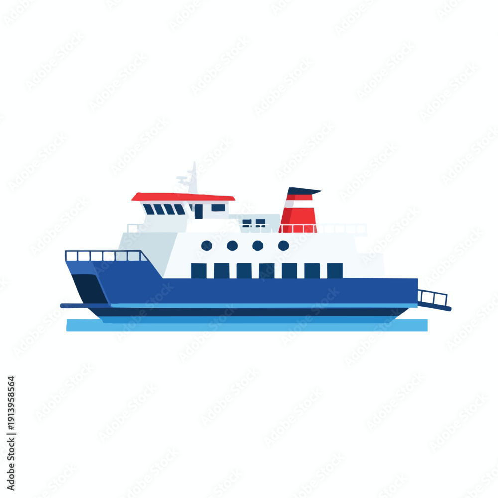 Fototapeta premium Blue Ferry Boat on Water