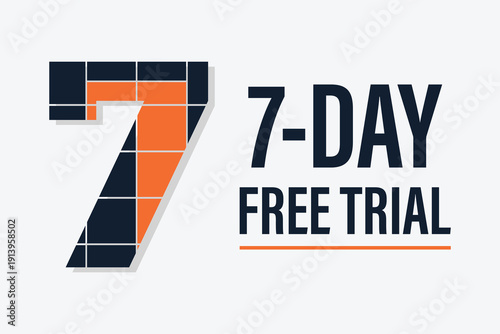 7 Day Free Trial Promotional Banner with Modern Geometric Number Seven Design