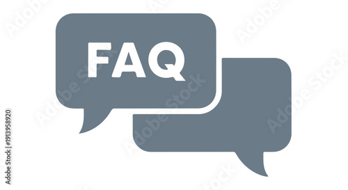 Gray speech bubbles with FAQ text, symbolizing frequently asked questions, customer support, and online inquiry on a Transparent Background.
