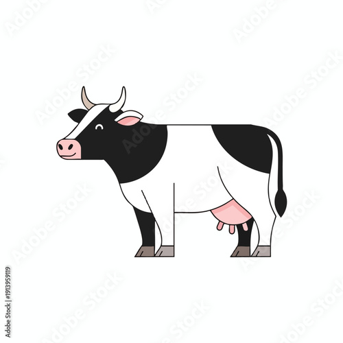 Illustration of a black and white cow