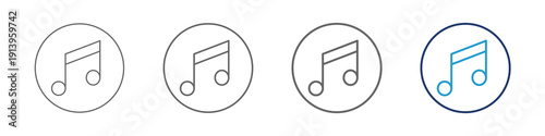 Musical note icon with multiple thick lines and blue color for web design and illustration.