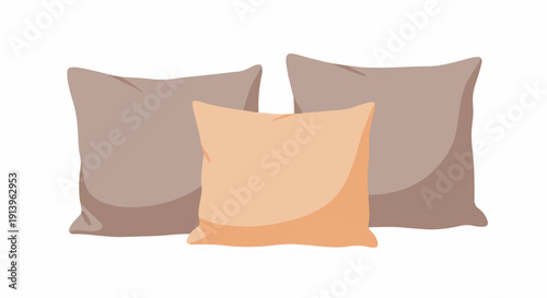 Three soft decorative pillows in neutral tones