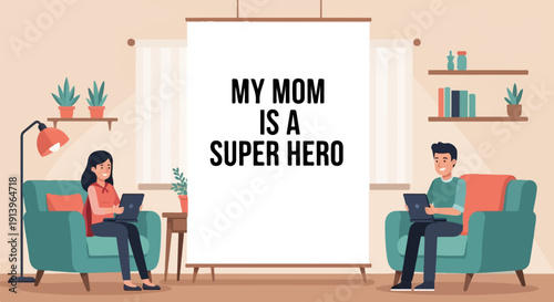 Two individuals sit in cozy armchairs, one a woman, the other a man, both engaged with laptops