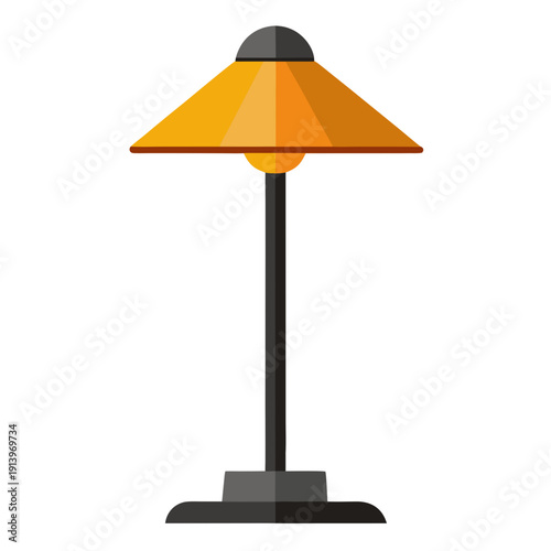Modern table lamp with warm orange shade and sleek black base