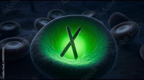 Cancer cell mitosis division microscopic animation