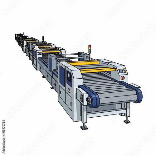 Automated Industrial Conveyor Belt System for Manufacturing Production Line
