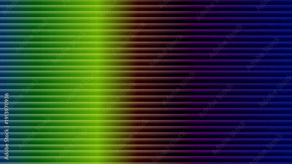 Fototapeta premium Abstract background with vertical lines in a vibrant gradient from green to purple and blue, creating a dynamic optical illusion and modern design pattern