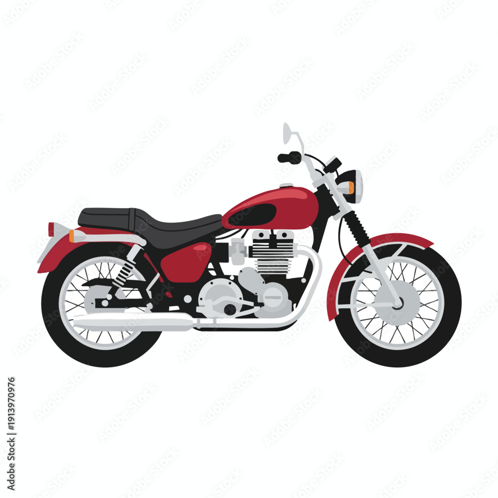 Obraz premium Red Classic Motorcycle Illustration