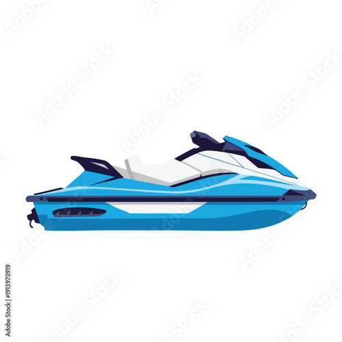 Blue Jet Ski on White Background