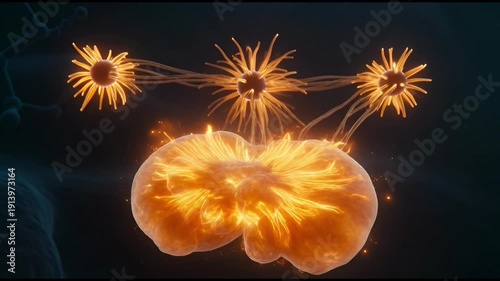 Stem cells differentiating into tissue regenerative animation