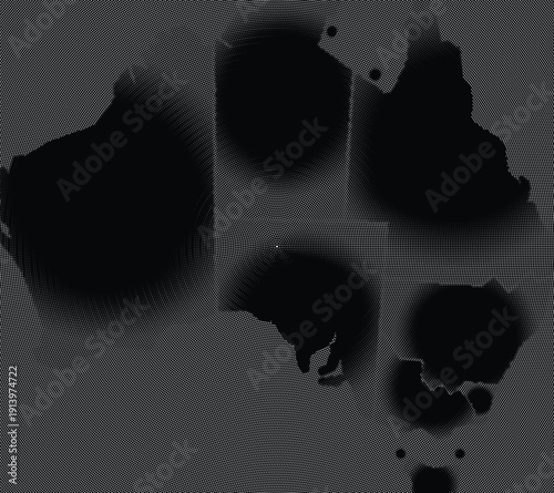 Black holes in a swirling vortex of dark mesh patterns and textures