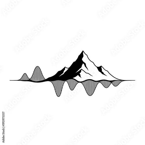 Abstract Mountain Peak with Sound Wave Graphic - Nature and Music Fusion