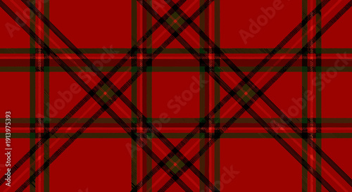 Red and black plaid pattern with green accents seamless textile design