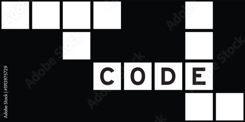 Alphabet letter in word code on crossword puzzle background