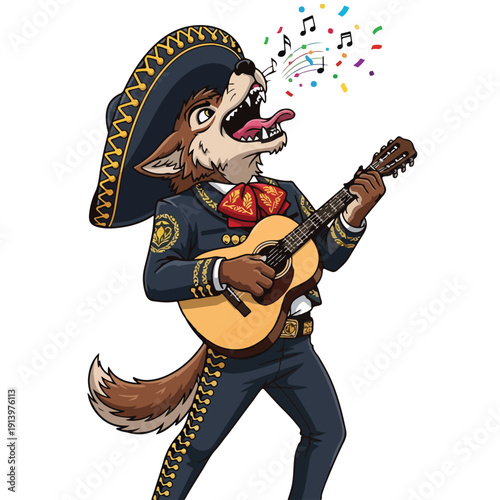 Chihuahua Mariachi Singing with Guitar