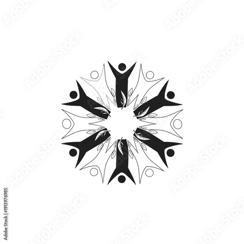 Abstract people circle unity, diversity, teamwork, community, connection, collaboration, abstract pattern