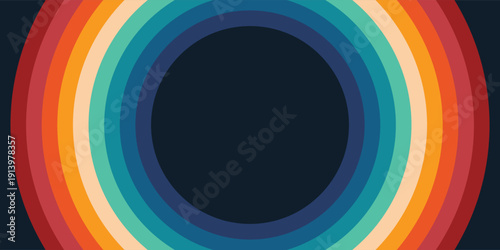 Abstract colorful 70s background vector. Vintage retro style wallpaper with lines, rainbow wavy stripes. 1970 color illustration design suitable for poster, banner, decorative, wall art.