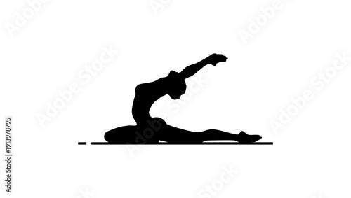a woman doing yoga, black isolated silhouette