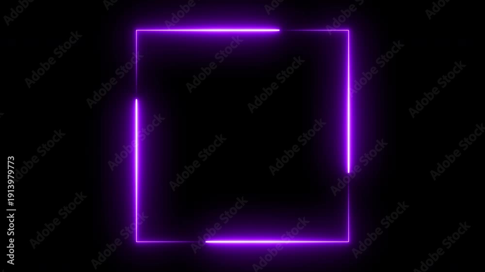 Neon purple light frame overlay with glowing edges and fluid abstract ...