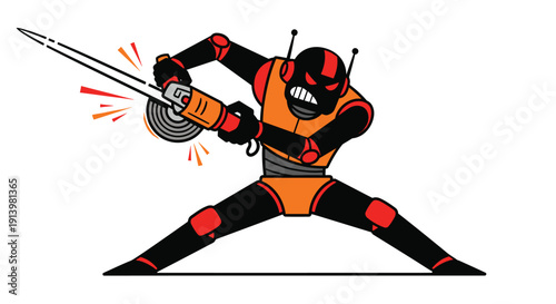 Futuristic Warrior with Dual Lightsabers Ready.