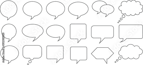 Collection of various balloon and shape outlines for illustration and design